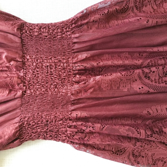 Pinky Ruched Waist Lace Overlay Dress - Picture 12 of 14